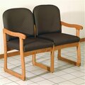 Wooden Mallet Prairie Two Seat Sofa in Medium Oak - Arch Slate DW8-2MOAS
